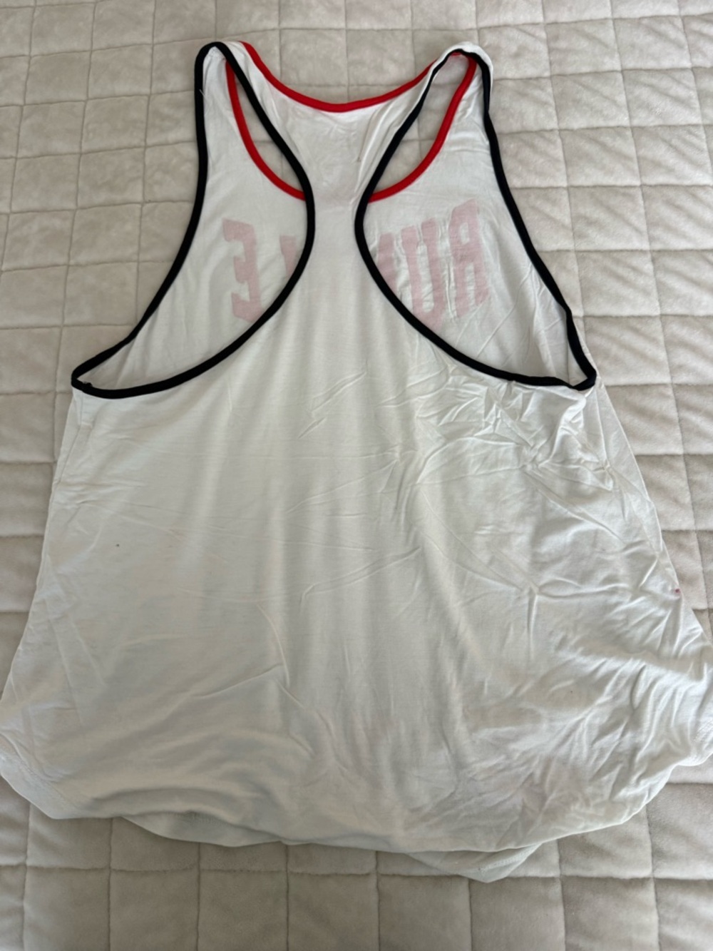 RUMBLE White Racerback Tank Top with Red Lettering - Picture 3 of 3